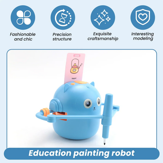 B17CC New Children'S Interactive Education Painting Robot -Montessori Learning Toys, with 100 Words Cards, Voice Interaction